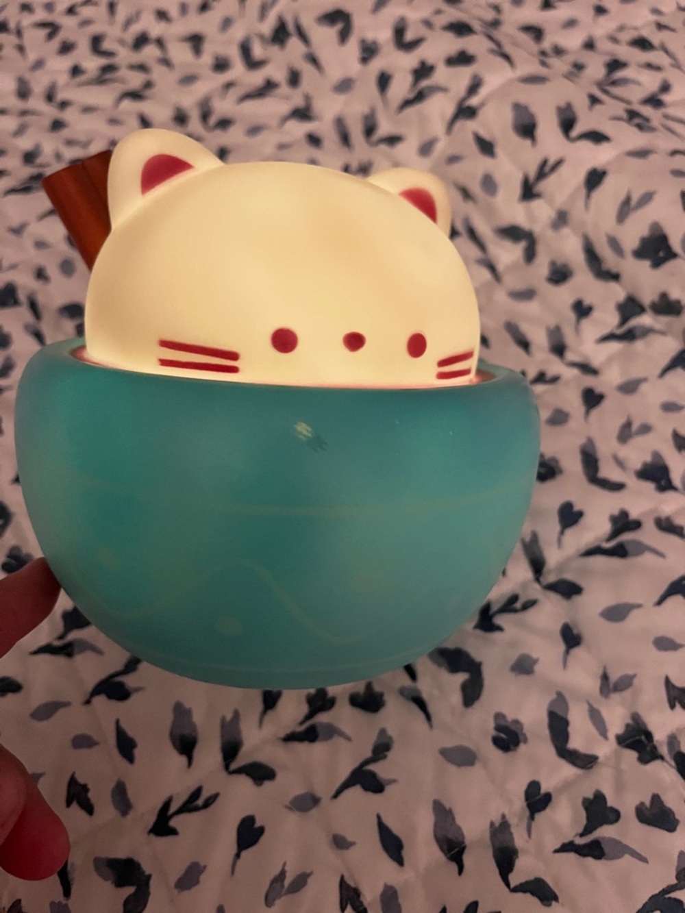 Cute Cat Night Light - Teal & Cream - Picture 3 of 3
